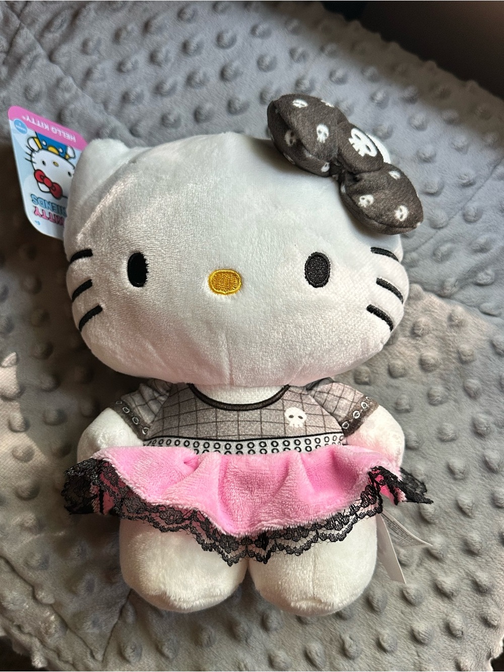 Hello Kitty Plush Toy — White and Pink Dress gothic skull